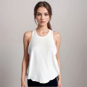 We The Free Tank Top‎ Sz XS White Lagenlook Cotton Blend Yoga Active Textured